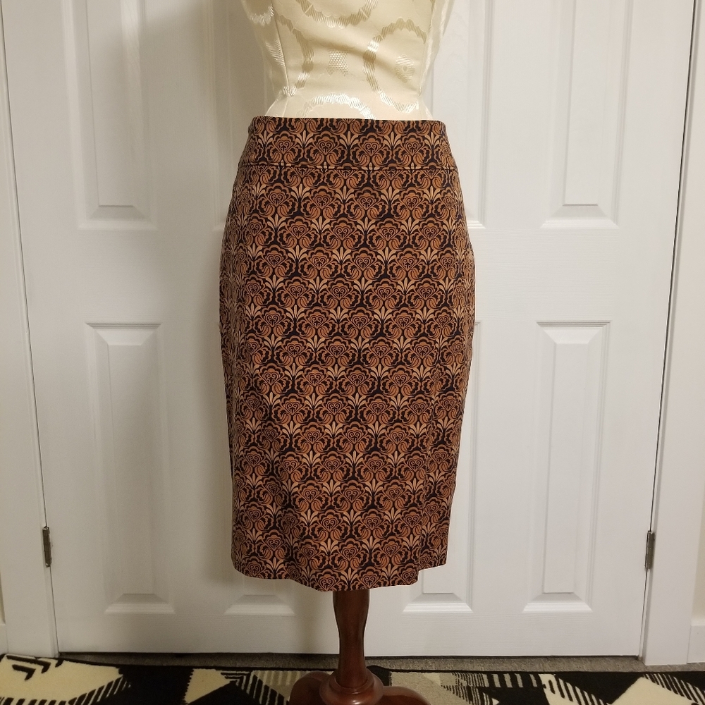LOFT Pencil Skirt with Art Nouveau Pattern